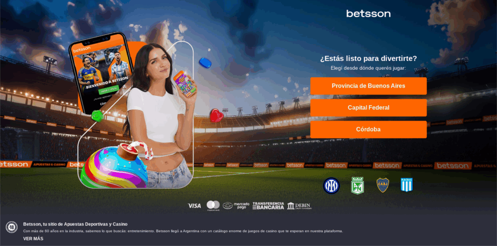 Sitio web de Betsson en Argentina, una casa de apuestas auspiciador de Boca Juniors.