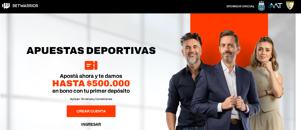 Sitio web BetWarrior, una casa de apuestas online Argentina segura y confiable.