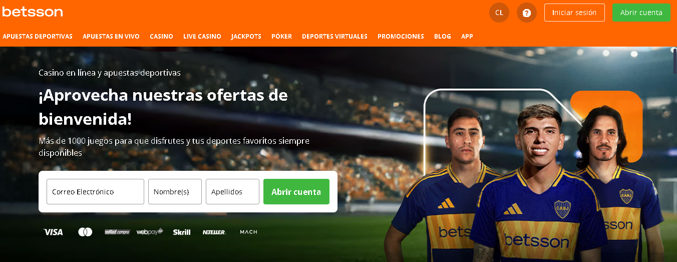 Sitio web de Betsson Chile. casa de apuestas deportivas