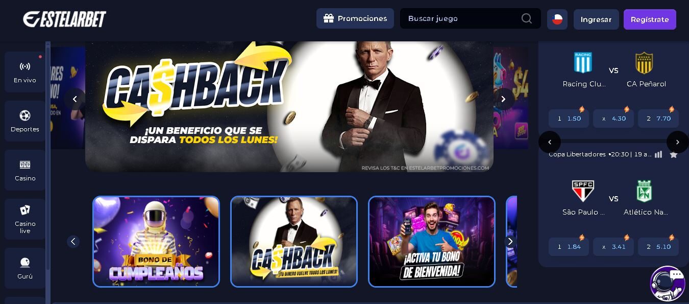 Promoción de Estelarbet Chile casa de apuestas online con bono del 100 por ciento en primer depósito para nuevos jugadores