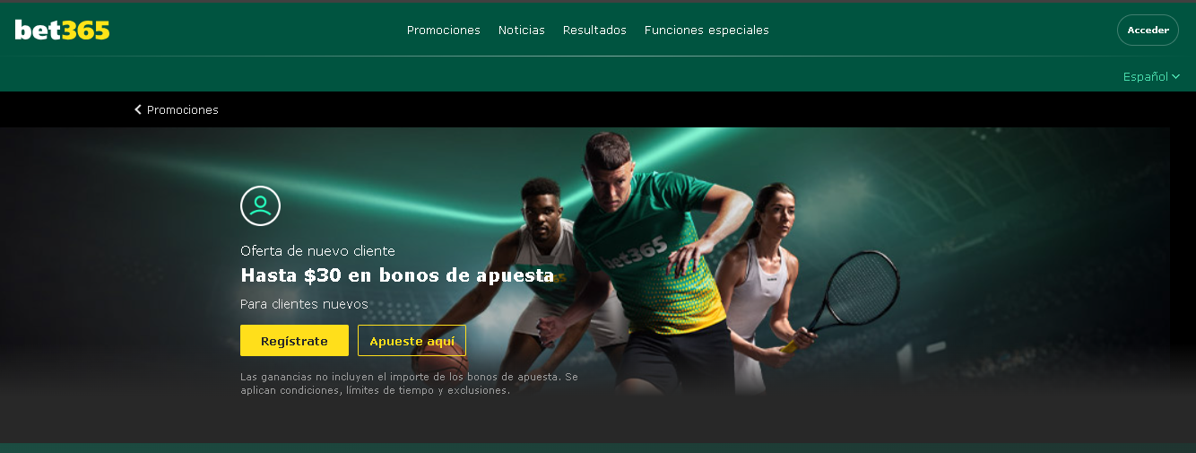 Sitio web de 365 para apostar desde Chile.