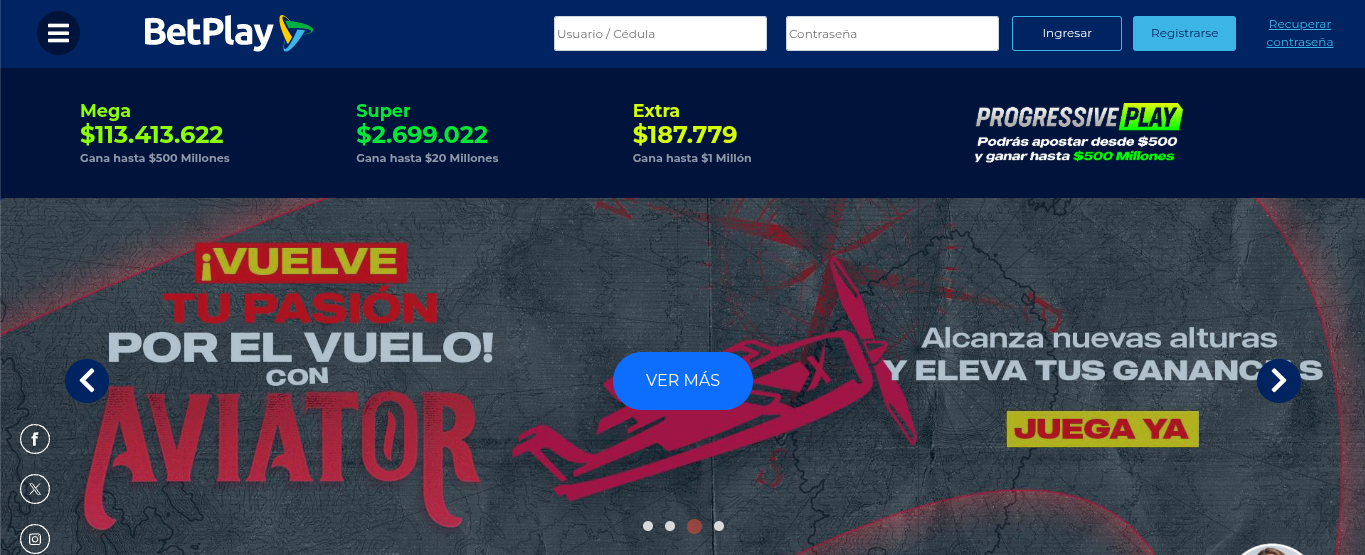 Sitio web de Betplay Colombia