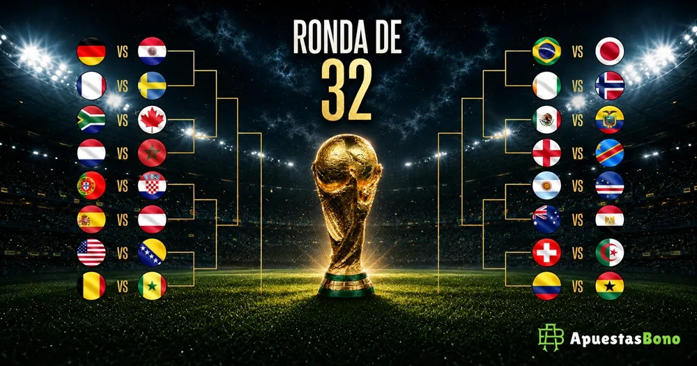 Cuadro con los clasificados a 16avos del Mundial 2026