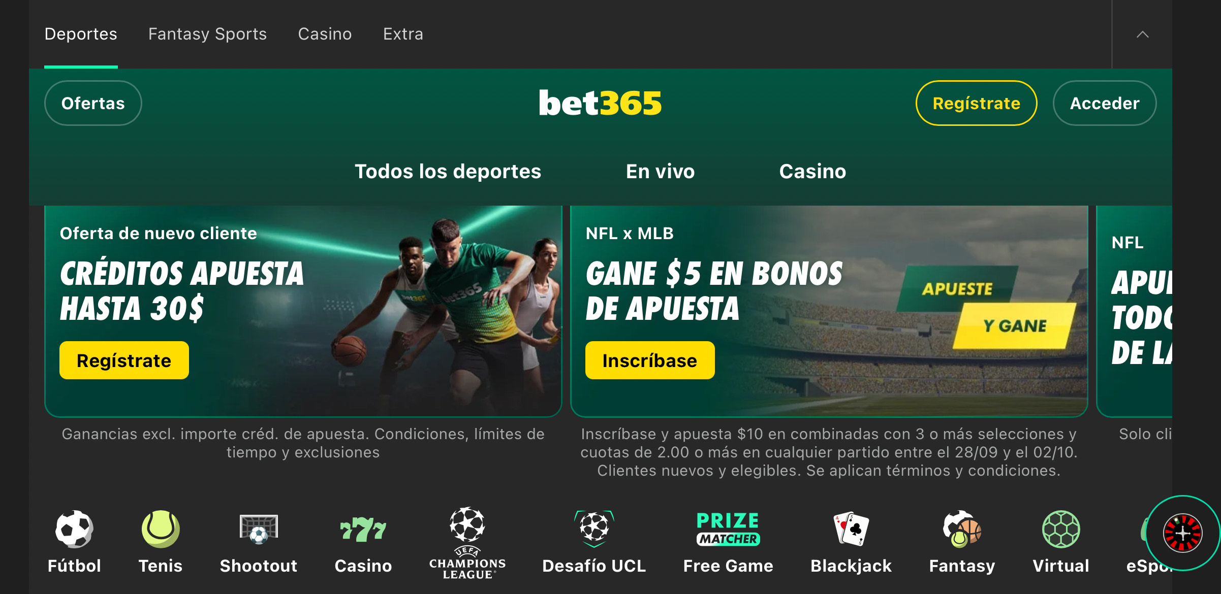 Web de Bet365 Ecuador