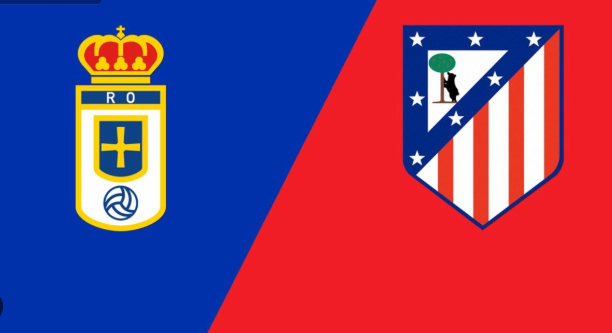 Escudos de Real Oviedo contra Atlético de Madrid 