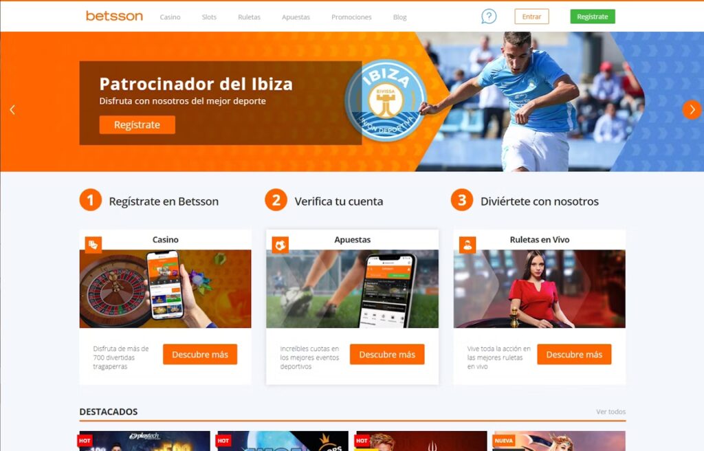 Sitio web de Betsson España, donde recibes bono de apuestas deportivas 100% Hasta 100€