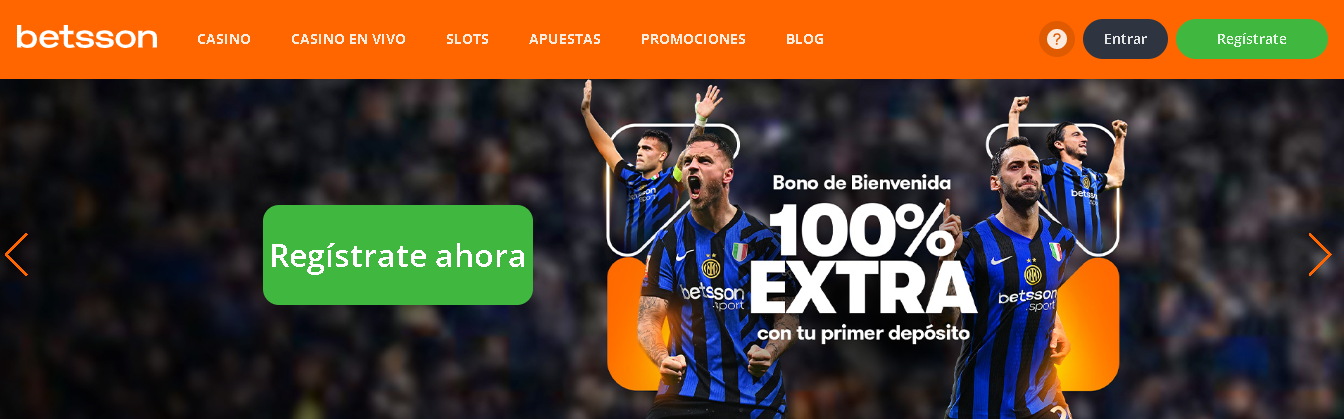 Sitio web de Betsson España, con bono de bienvenida en apuestas deportivas.