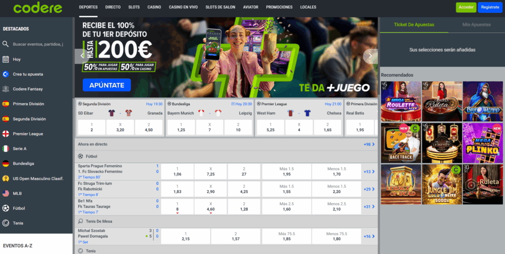 Sitio web de Codere España, una casa de apuestas con las mejores cuotas apuestas deportivas