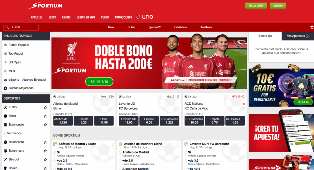 Sitio web de Sportium España