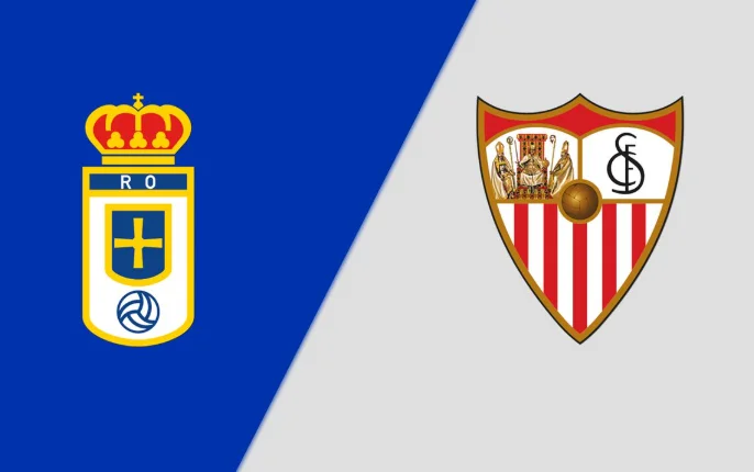 Escudos Real Oviedo contra Sevilla - La Liga - 5 de abril de 2026, 18:30h