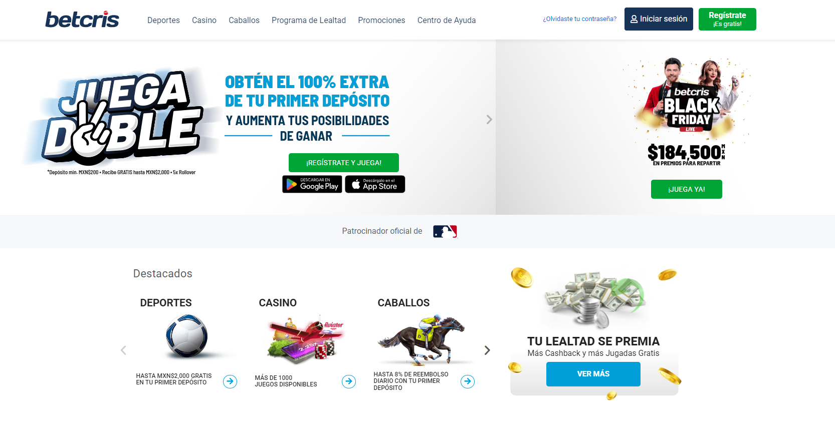 Sitio web de Betcris México.